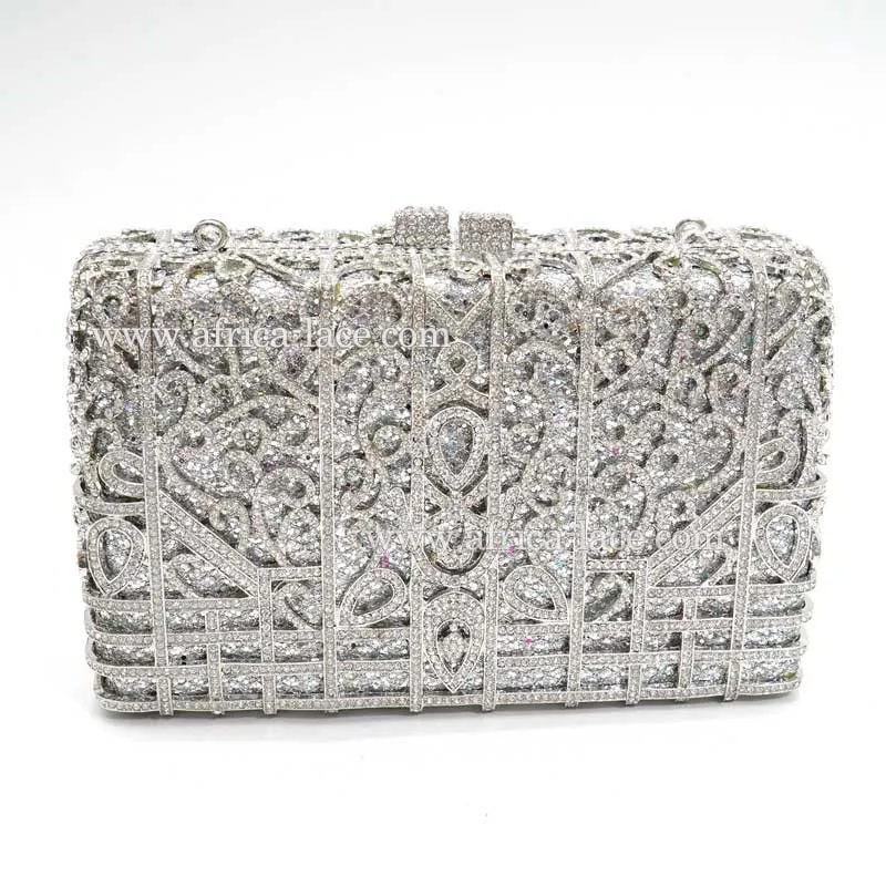 Fashion Luxury Diamante Box Shape Clutch Bags Women Wedding Bridal