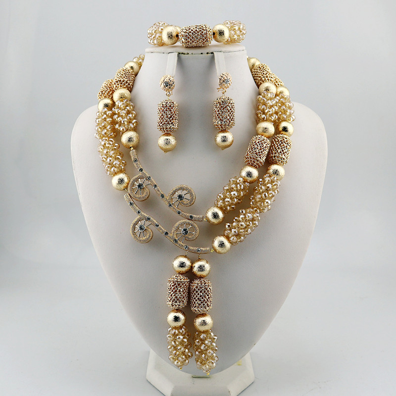 Dubai Nigerian African Beads Wedding Jewelry Sets For Bride In JW1053 ...