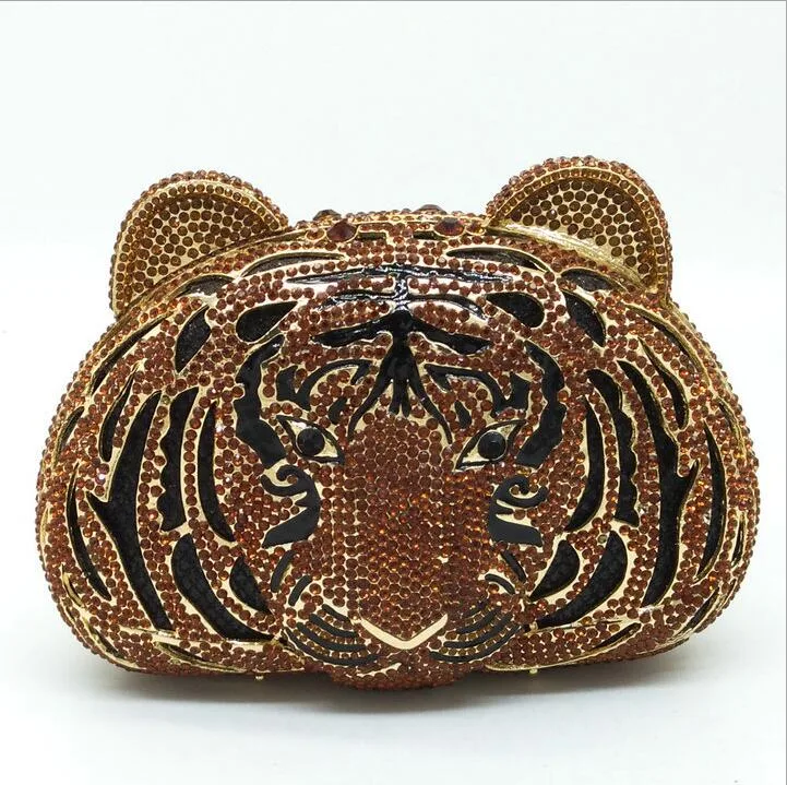 Crystal Tiger Handmade Crossbody Clutch Handbag sale