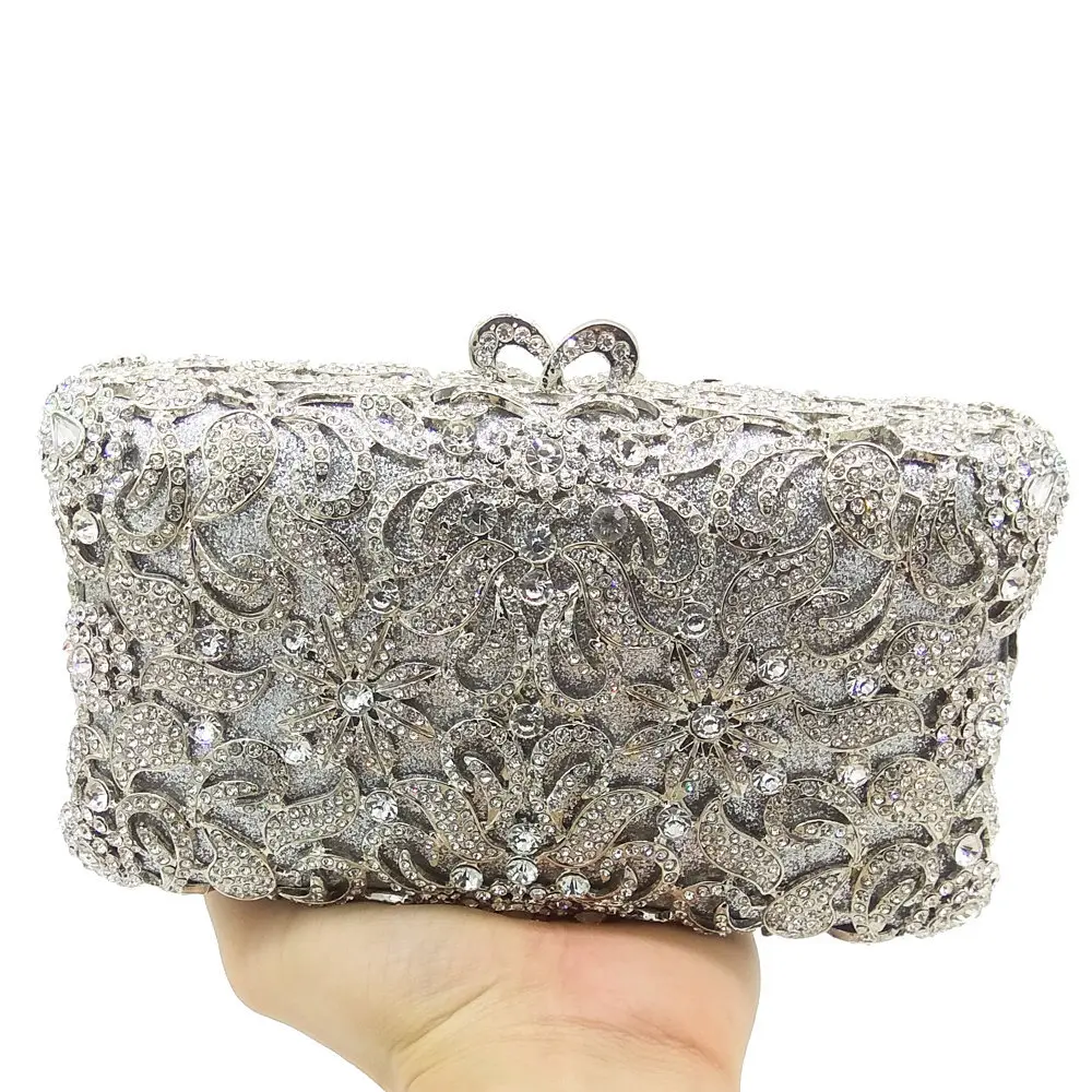 Diamante Silver Clutch Evening Bag Prom Pouch Beautifully... | MoliMoi  London | SilkFred