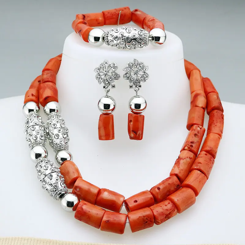 Big Real Coral Bead Traditional Nigerian Wedding African Coral Beads  Jewelry Set Women Party Anniversary Gift Jewelry Cnr885 - Jewelry Sets -  AliExpress