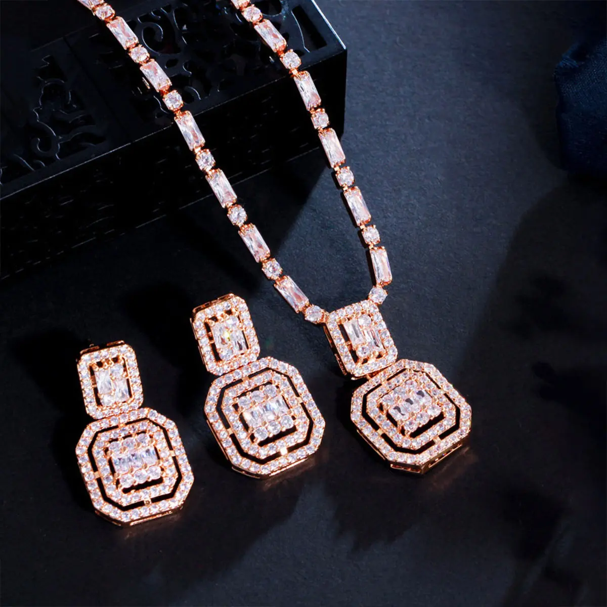 Buy online Pink Gold Tone Necklace & Earrings Set from Sets for Women by  Jewels Guru for ₹539 at 73% off | 2024 Limeroad.com